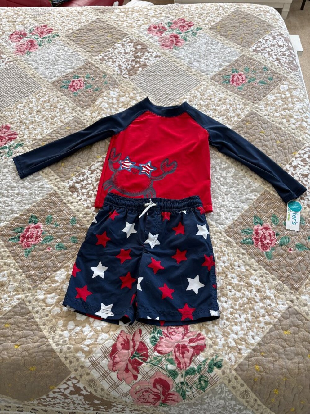 Carter's Child of Mine Baby and Toddler Boy Rash Guard Swimsuit Set & Armbands